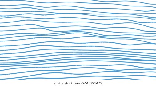 Hand zeichnen Curve Welle nahtlose Muster. Abstrakte Vektorgrafik mit wellenförmigem Hintergrund. Nahtloses Kurvenwellen-Muster. Gestreifte grafische Vorlage für Linienkunst. Abstrakte Wellenlinien