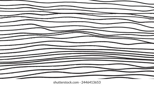 Dibujo a mano Curva onda patrón sin fisuras. Fondo de Vector abstracto ondulado de línea fina. Patrón sin fisuras de onda de curva. Plantilla gráfica de rayas de arte de línea. onda líneas abstractas flujo