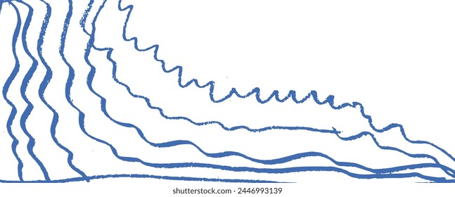 Dibujo a mano Curva onda patrón sin fisuras. Fondo de Vector abstracto ondulado de línea fina. Patrón sin fisuras de onda de curva. Plantilla gráfica de rayas de arte de línea. onda líneas abstractas flujo