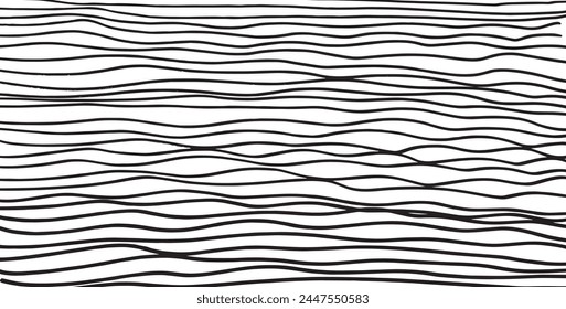 Dibujo a mano Curva onda patrón sin fisuras. Fondo de Vector abstracto ondulado de línea fina. Patrón sin fisuras de onda de curva. Plantilla gráfica de rayas de arte de línea. onda líneas abstractas flujo