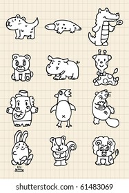 hand draw cute animal