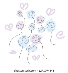 Hand draw cute balloon pattern, creative design.