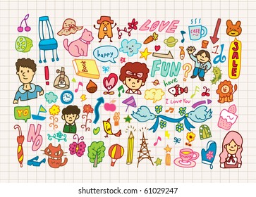 hand draw cute cartoon element,vector illustration