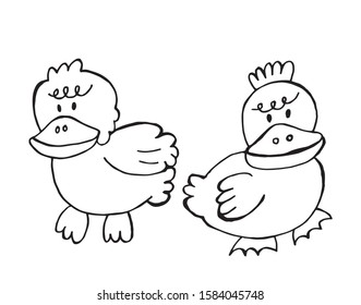 Hand draw cute cartoon ugly duck vector