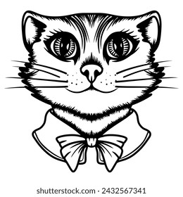 Dibuja a mano lindo gato para colorear libro o página activa. Libro para colorear para mascotas. Vector animal