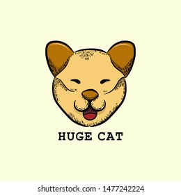 hand draw cute cat face vintage logo vector