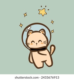 Hand draw cute Cat and Rabbit cartoon character vector on color background. Cartoon character design. Cute Animals character for kids. Vector illustration.