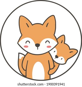 Hand draw cute fox be happy