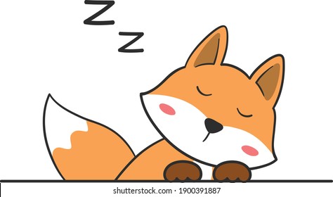Hand draw cute fox sleeping