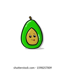 hand draw Cute Green Avocado Vector Illustration 