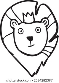 hand draw cute lion king illustration