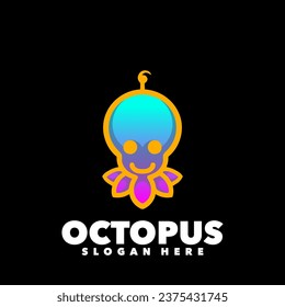 Hand draw cute octopus baby animals logo