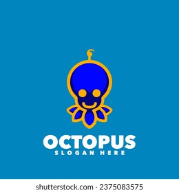 Hand draw cute octopus design simple logo