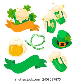 Hand draw cute St.Patrick's Day elements isolated on white background. Vector illustration.