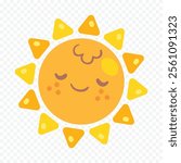 Hand draw cute sun illustration on white background