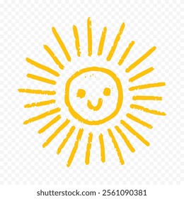 Hand draw cute sun illustration on white background.