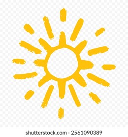 Hand draw cute sun illustration on white background.