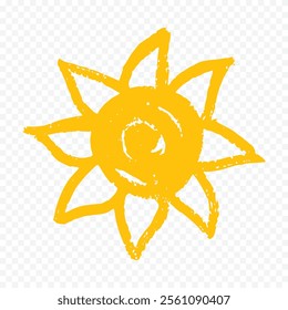 Hand draw cute sun illustration on white background.