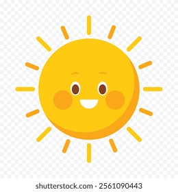 Hand draw cute sun illustration on white background.