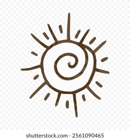 Hand draw cute sun illustration on white background.