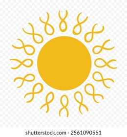 Hand draw cute sun illustration on white background.