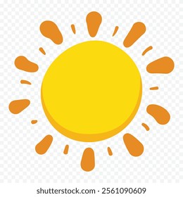 Hand draw cute sun illustration on white background.