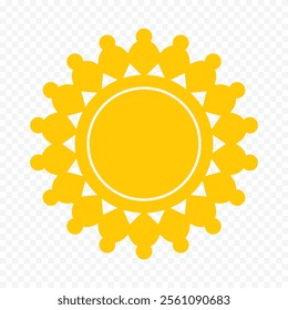 Hand draw cute sun illustration on white background.