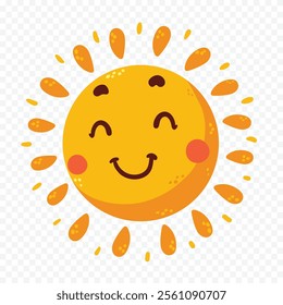 Hand draw cute sun illustration on white background.