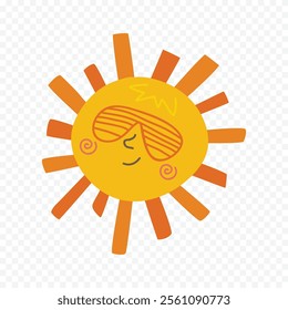 Hand draw cute sun illustration on white background.