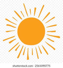 Hand draw cute sun illustration on white background.