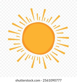 Hand draw cute sun illustration on white background.