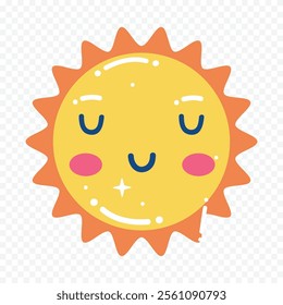 Hand draw cute sun illustration on white background.