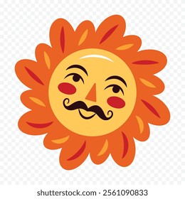 Hand draw cute sun illustration on white background.
