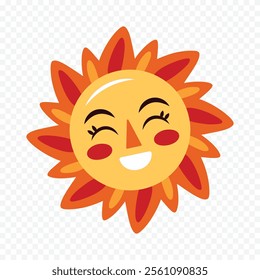 Hand draw cute sun illustration on white background.