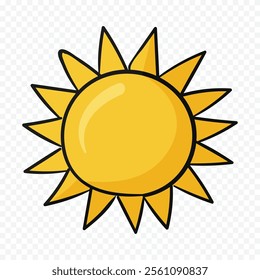 Hand draw cute sun illustration on white background.