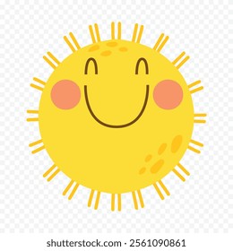 Hand draw cute sun illustration on white background.