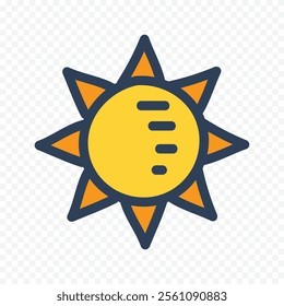 Hand draw cute sun illustration on white background.