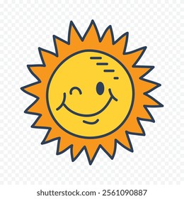 Hand draw cute sun illustration on white background.