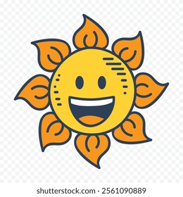 Hand draw cute sun illustration on white background.