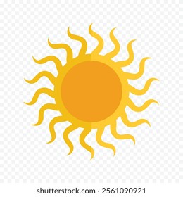 Hand draw cute sun illustration on white background.