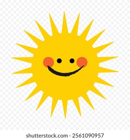 Hand draw cute sun illustration on white background.