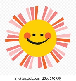 Hand draw cute sun illustration on white background.