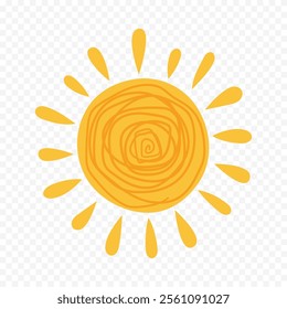 Hand draw cute sun illustration on white background