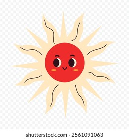 Hand draw cute sun illustration on white background.