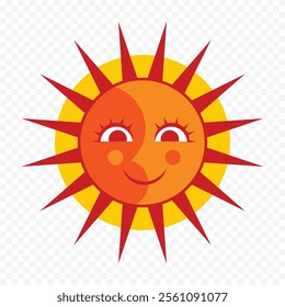 Hand draw cute sun illustration on white background