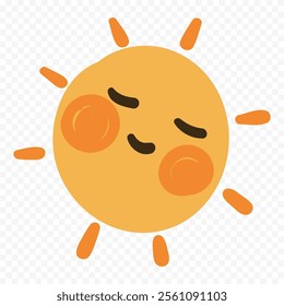 Hand draw cute sun illustration on white background