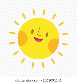 Hand draw cute sun illustration on white background
