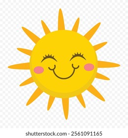 Hand draw cute sun illustration on white background