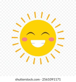 Hand draw cute sun illustration on white background