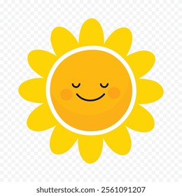 Hand draw cute sun illustration on white background